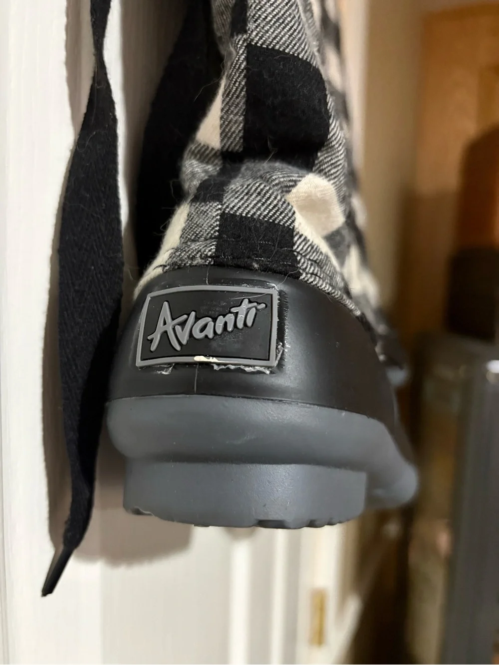 Avanti Black and White Buffalo Check Winter Rain Boots